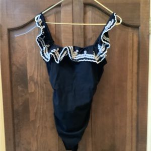 Gottex ruffle black swimsuit